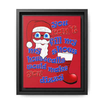 santa's shoes - framed canvas art (dark red)