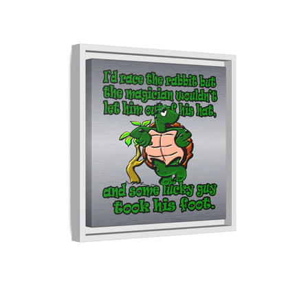 turtle race - framed canvas art (brushed nickel)