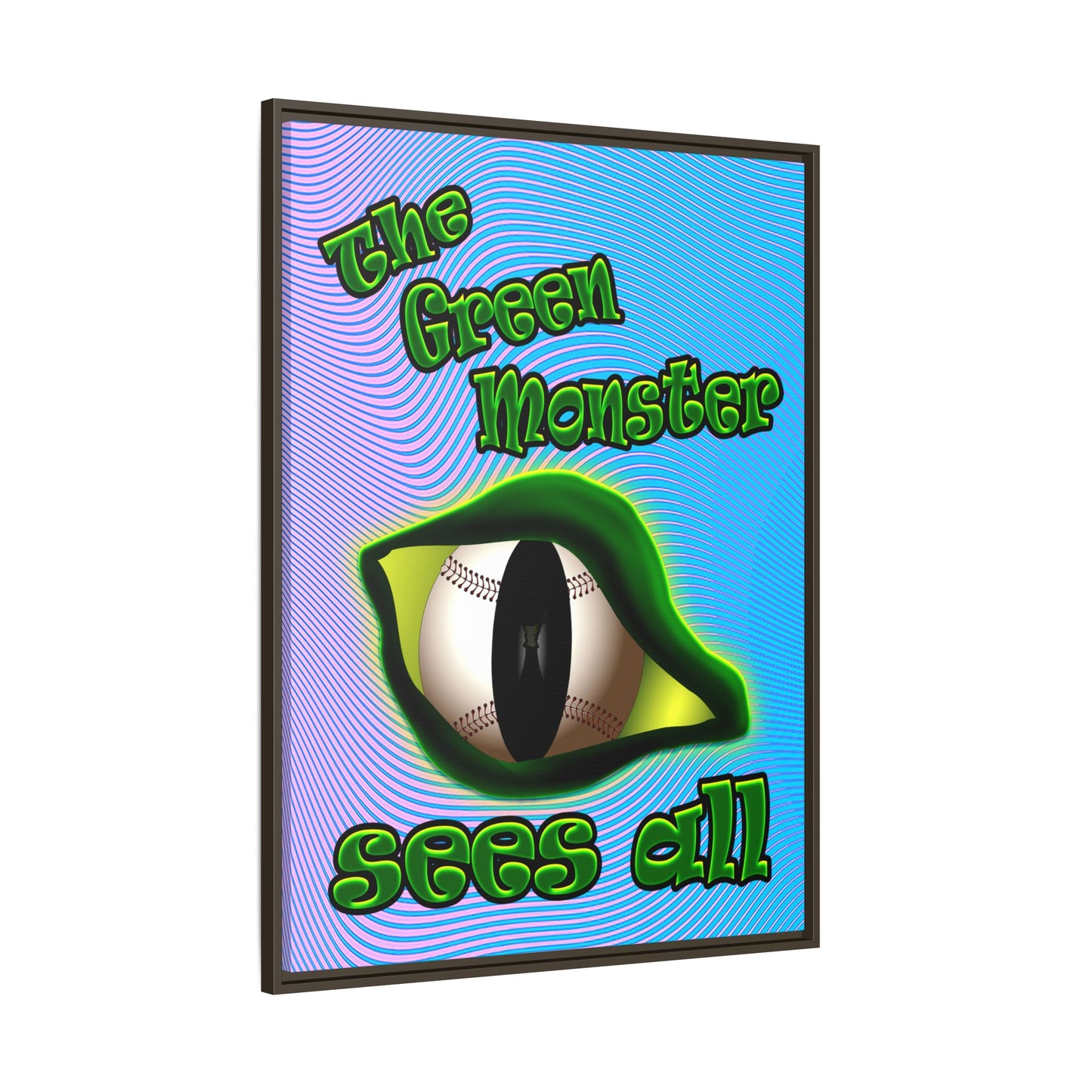 green monster - framed canvas art (light blue-purple wave)