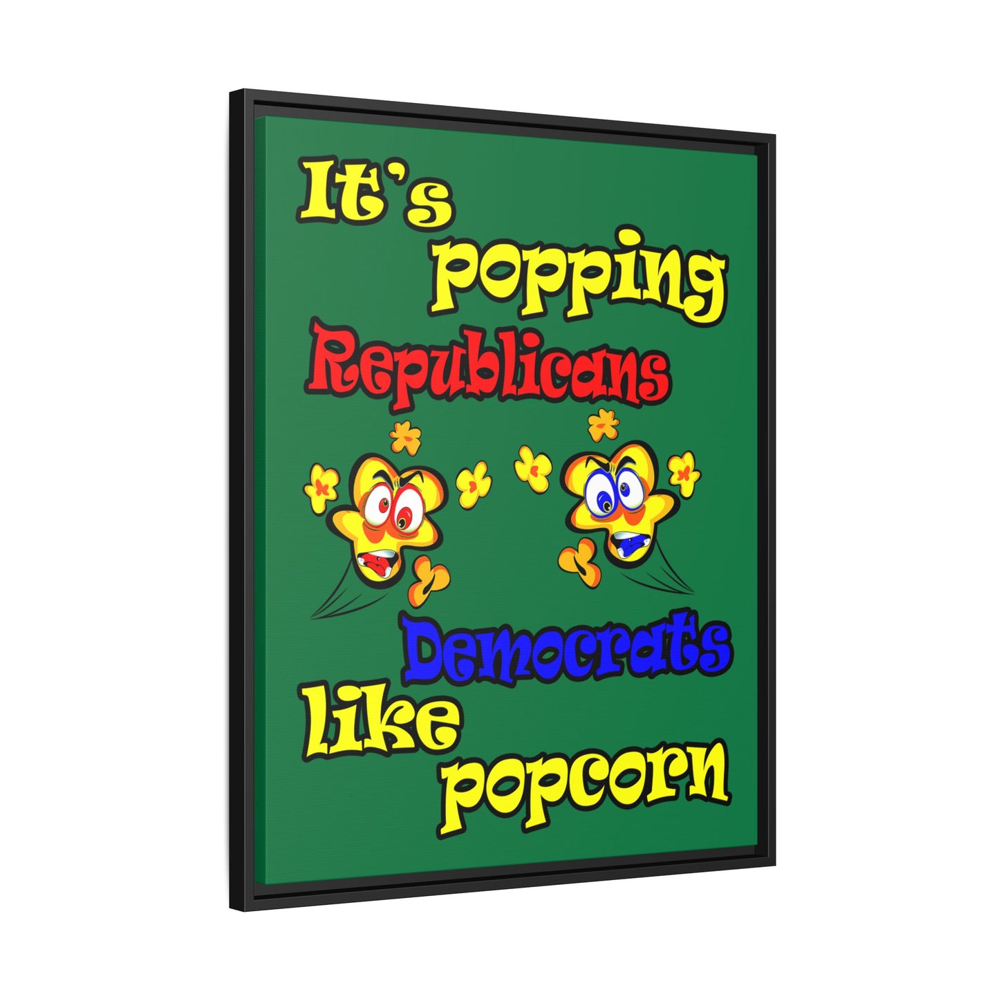popping like popcorn - framed canvas art (dark green)