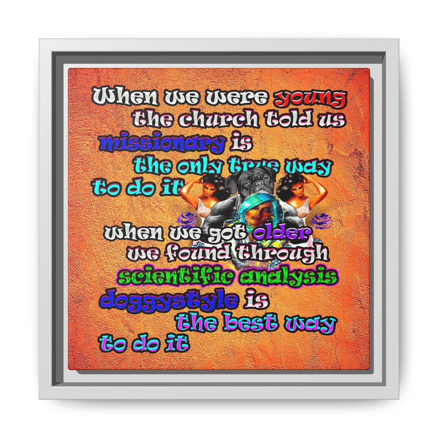doggystyle - framed canvas art (burnt orange)