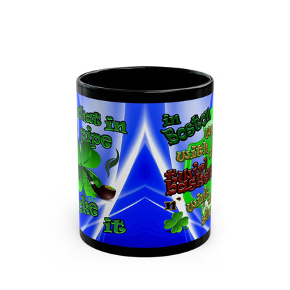 celtics logo - Black Mug (blue-white wave)