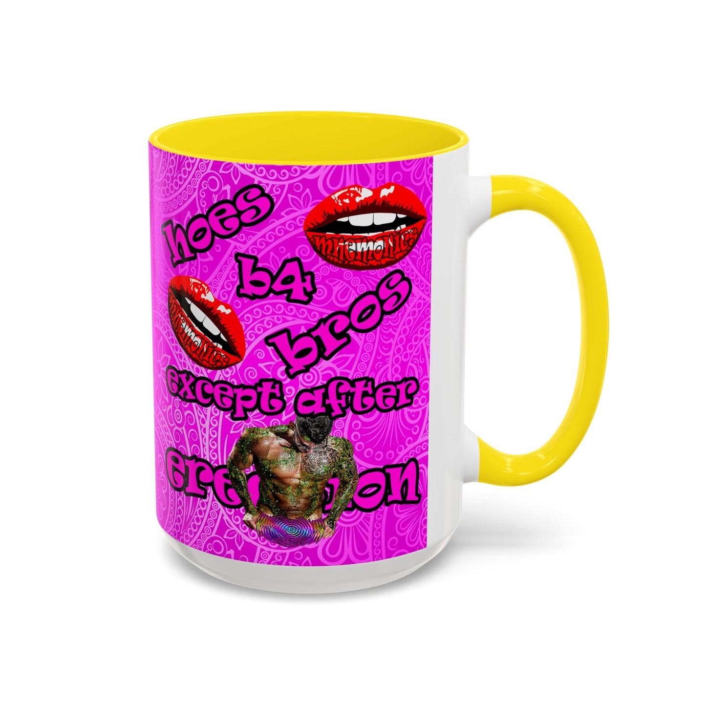 hoes b4 bros - Accent Mug (pink swirl)