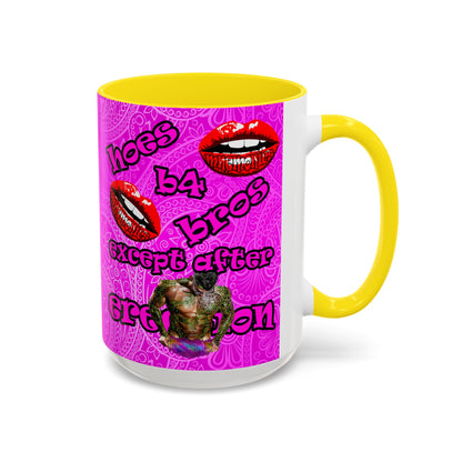 hoes b4 bros - Accent Mug (pink swirl)