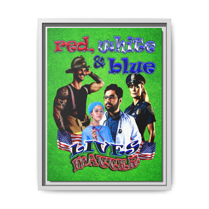 rw&b lives matter - framed canvas art (green turf)