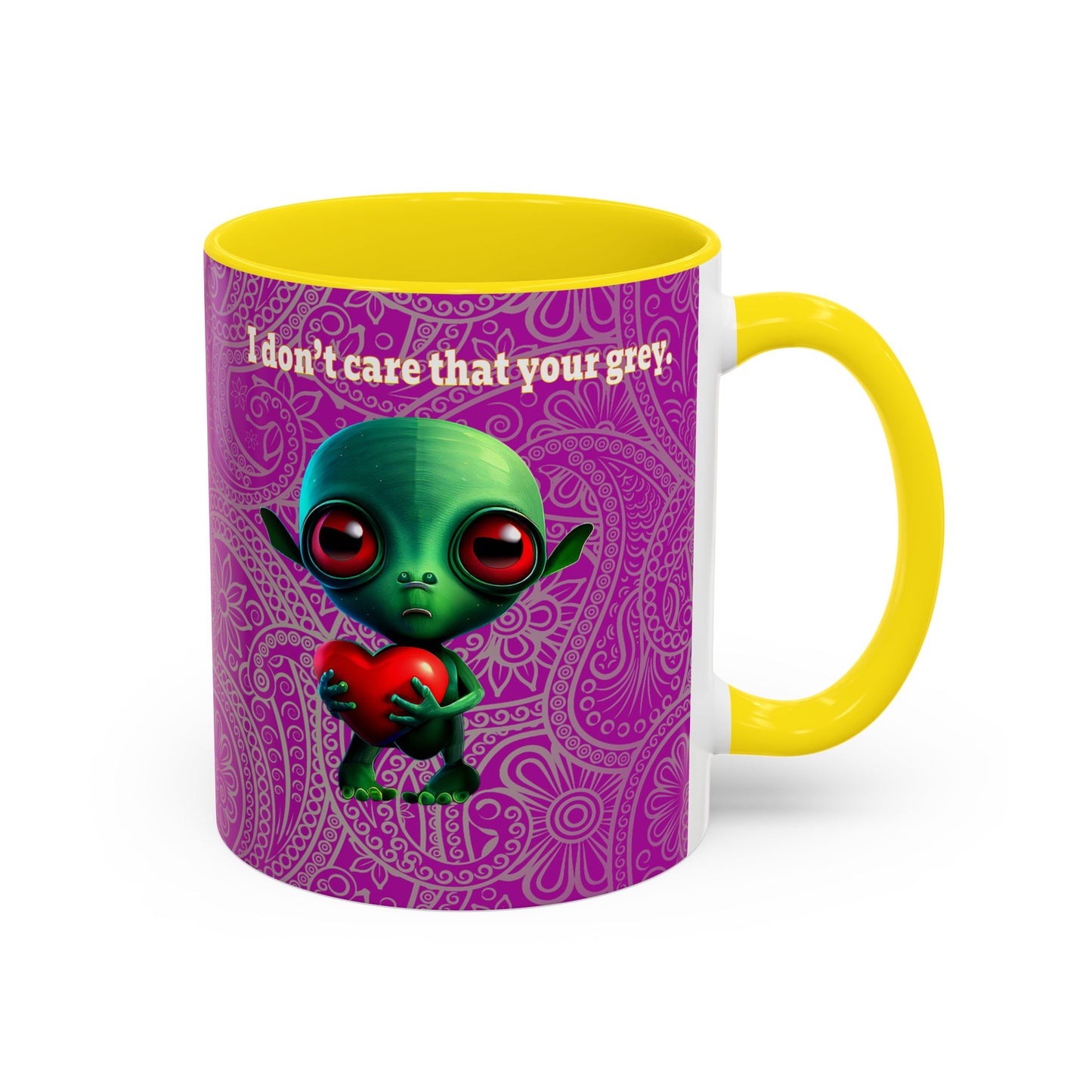 I don't care that your grey - Accent Mug (pink swirl)