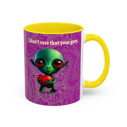 I don't care that your grey - Accent Mug (pink swirl)