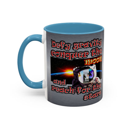 defy conquer reach - Accent Mug (brushed nickel)