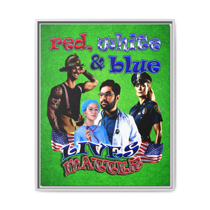 rw&b lives matter - framed canvas art (green turf)