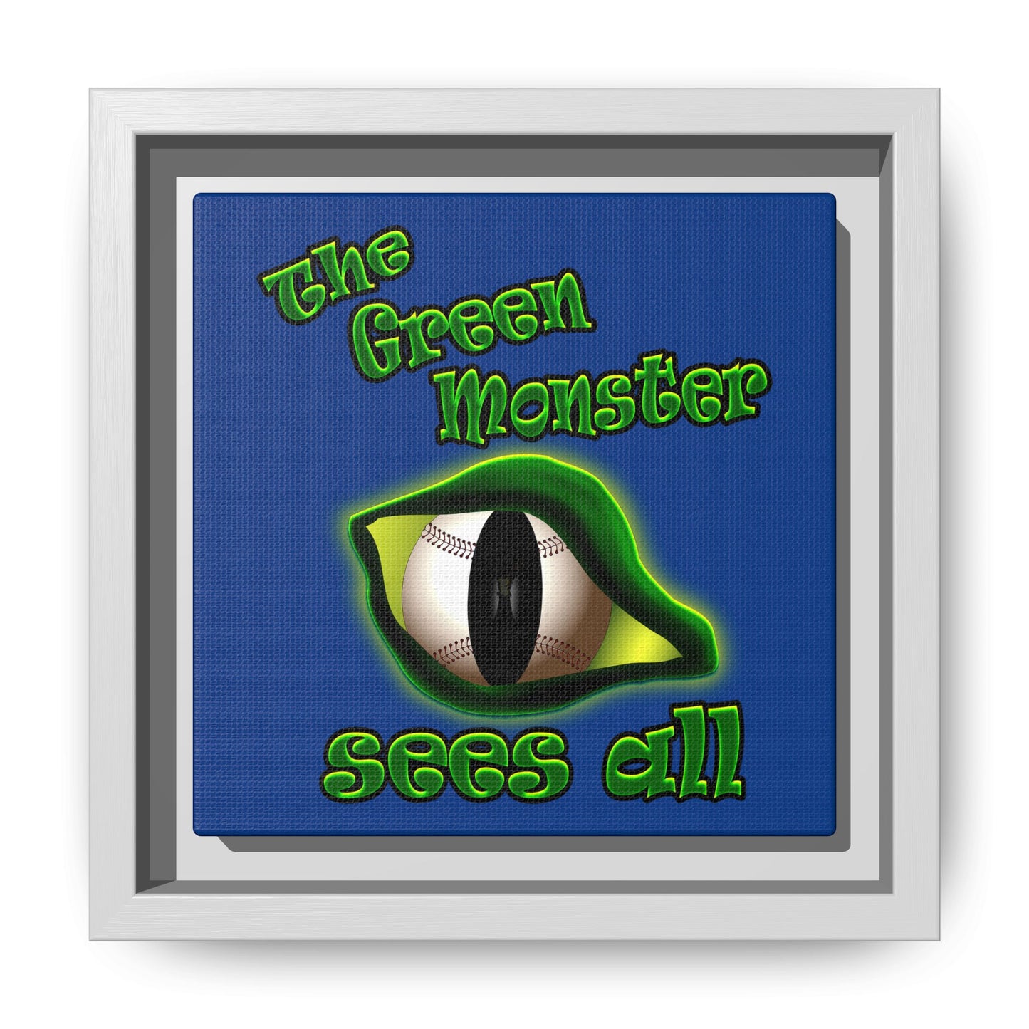 green monster - framed canvas art (dark blue)