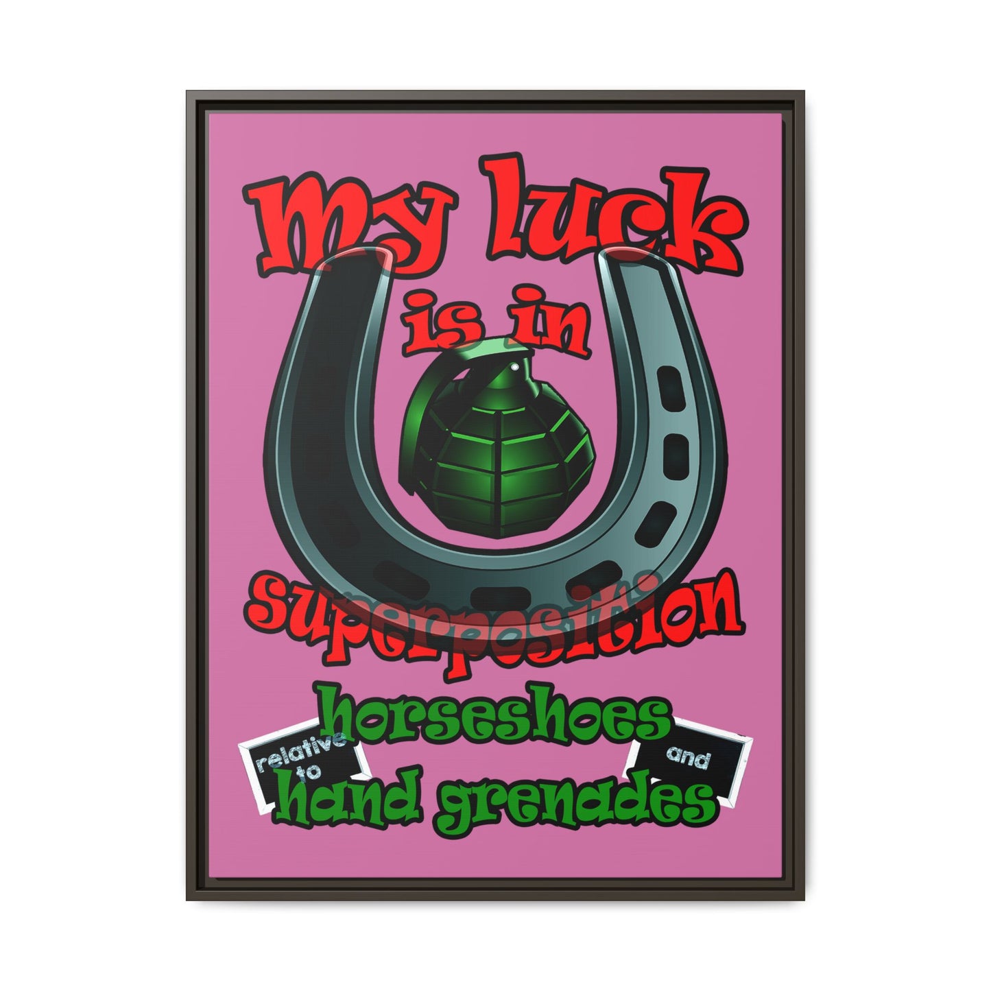 my luck - framed canvas art (light pink)