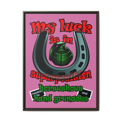 my luck - framed canvas art (light pink)