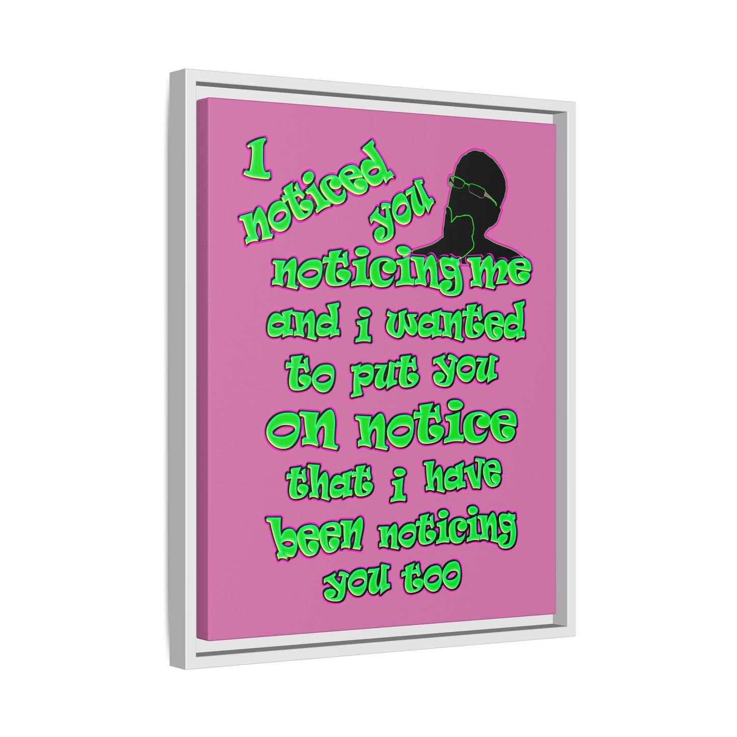 noticed you noticing - framed canvas art (light pink)