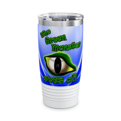 green monster - Ringneck Tumbler, 20oz (blue-white wave)