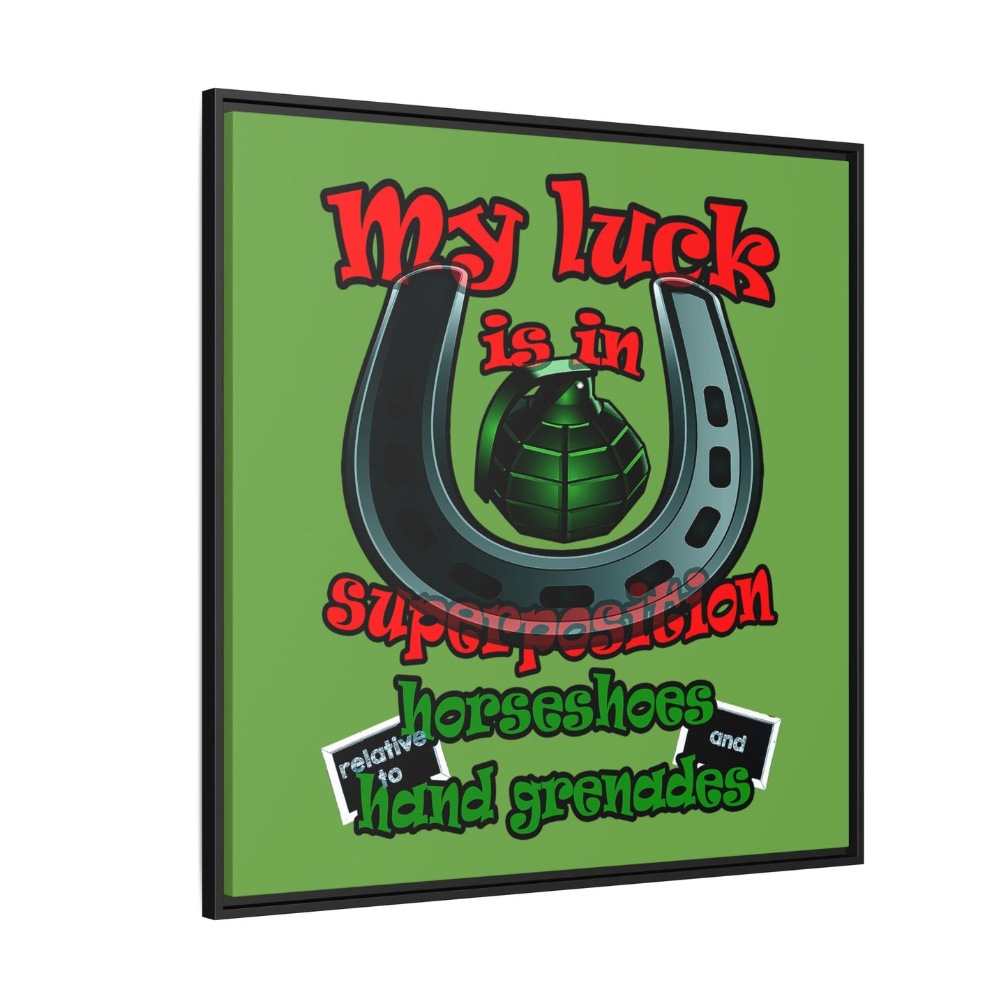my luck - framed canvas art (green)
