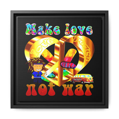 love peace - framed canvas art (black)