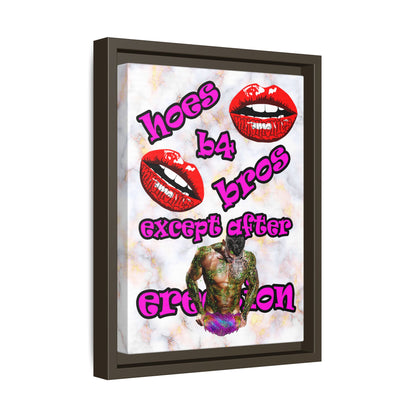 hoes b4 bros - framed canvas art (white marble)