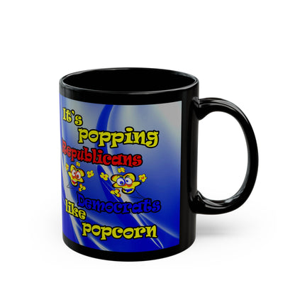 popping like popcorn - Black Mug (blue-white wave)