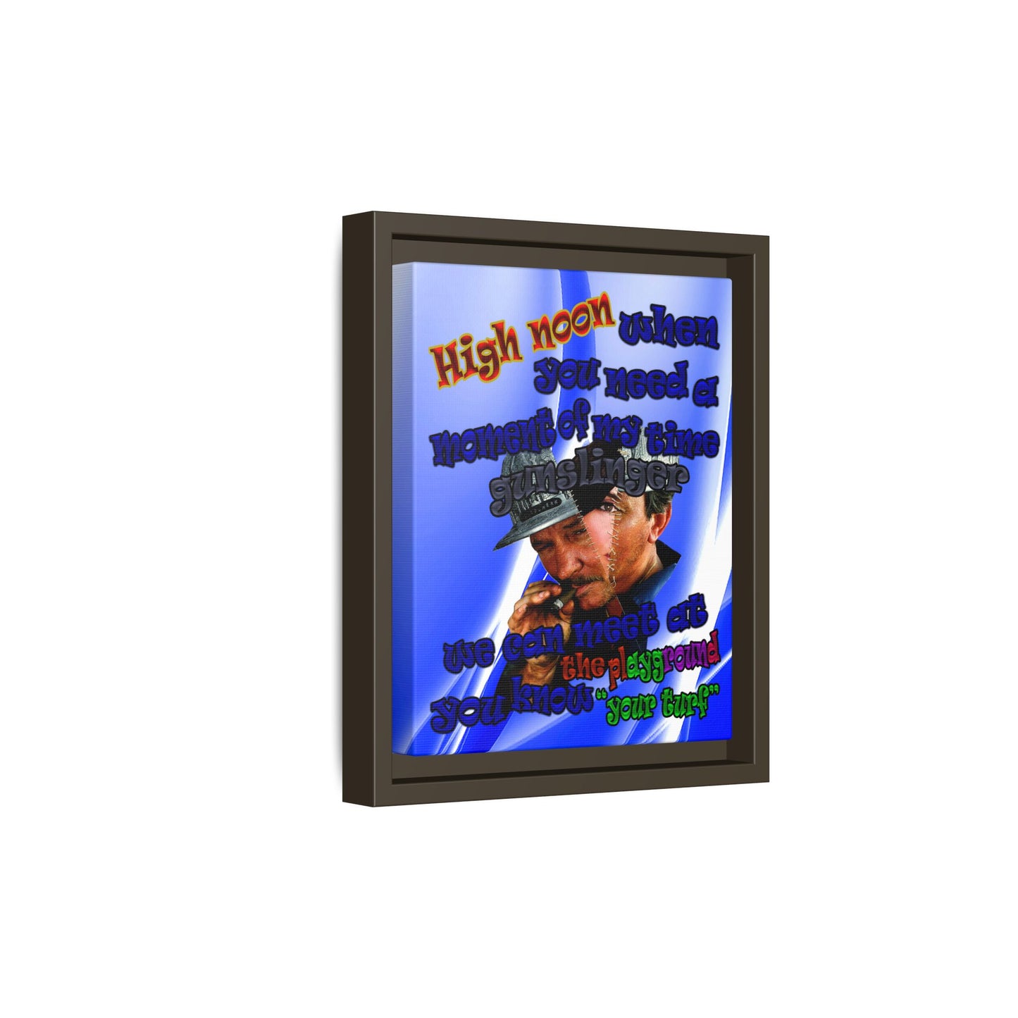 high noon - framed canvas art (blue-white wave)