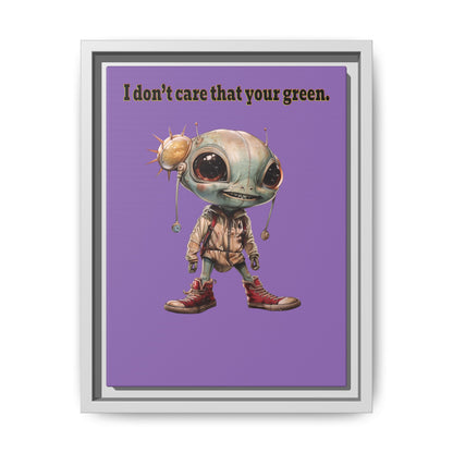 I don't care that your green - framed canvas art (light purple)
