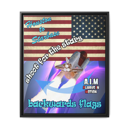 shoot for the stars - framed canvas art (grey-pink wave)