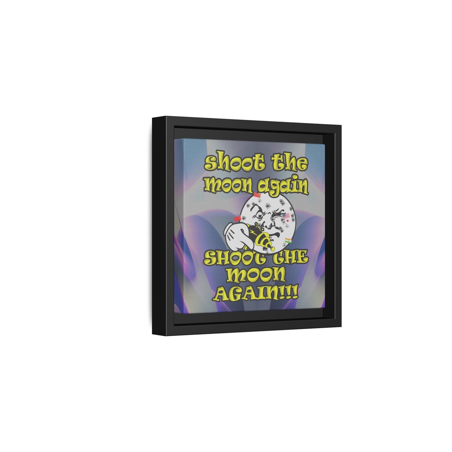 shoot the moon again - framed canvas art (grey-pink wave)