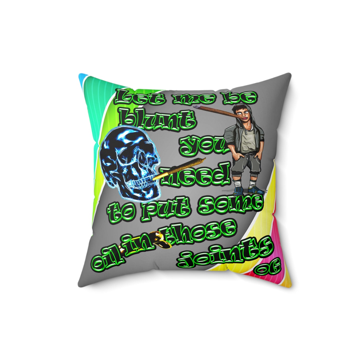 og - Spun Polyester Square Pillow - (rainbow split)