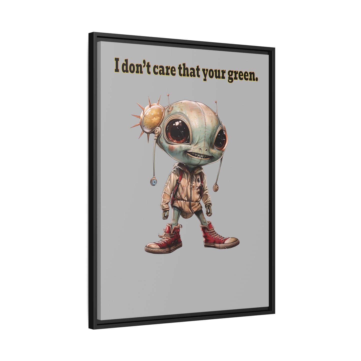 I don't care that your green - framed canvas art (light grey)