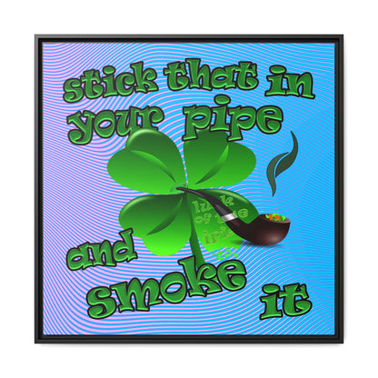stick that in your pipe and smoke it - framed canvas art (light blue-purple wave)