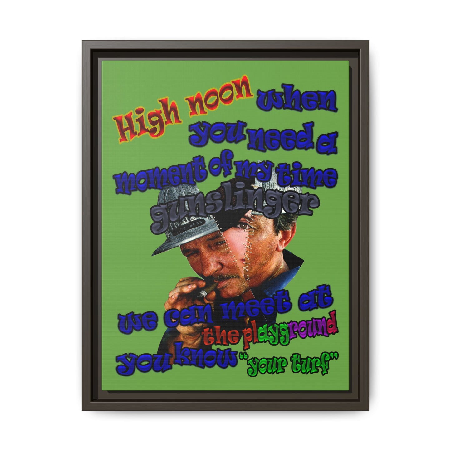 high noon - framed canvas art (green)