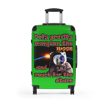 defy conquer reach - Suitcase (logo green)