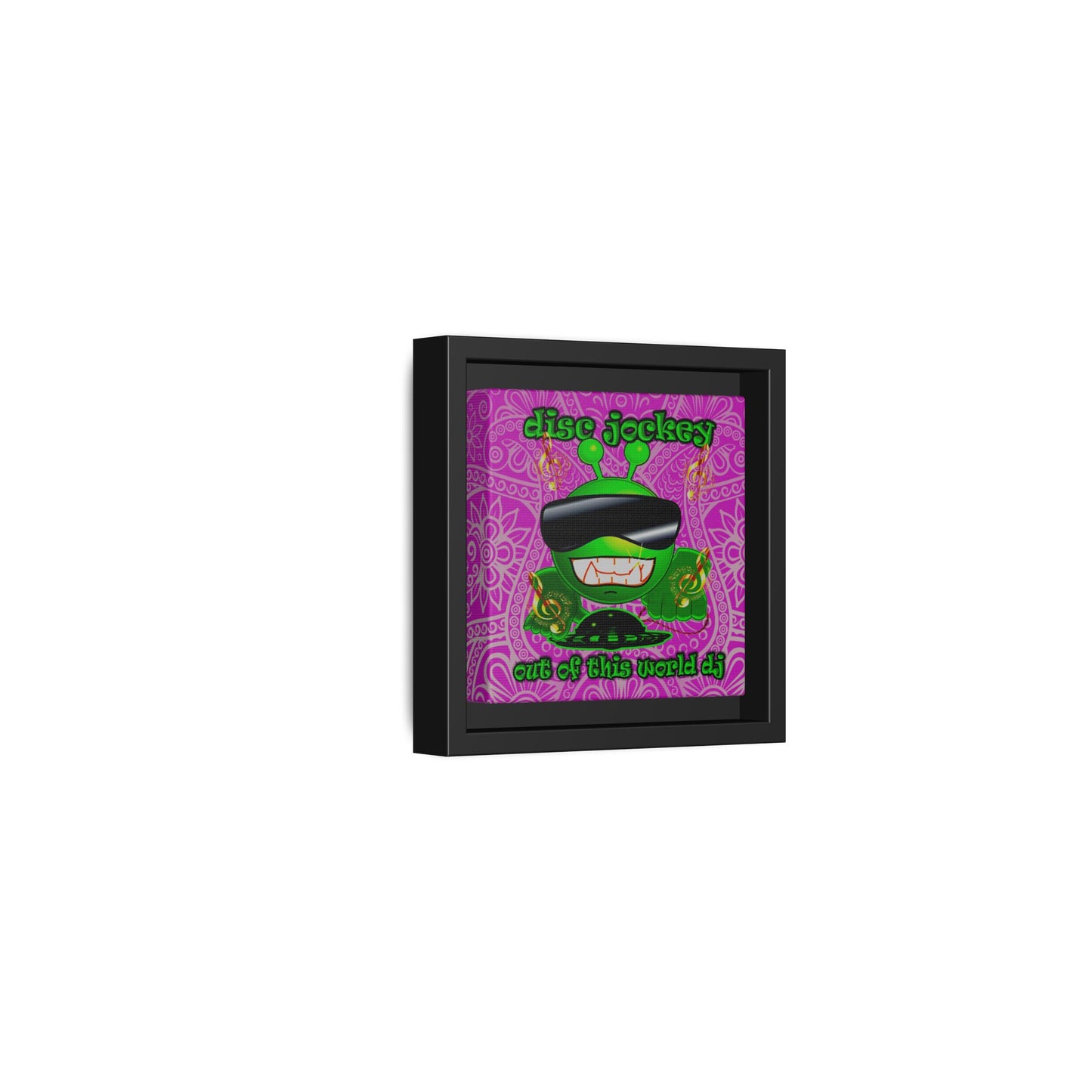 disc jockey - framed canvas art (pink swirl)