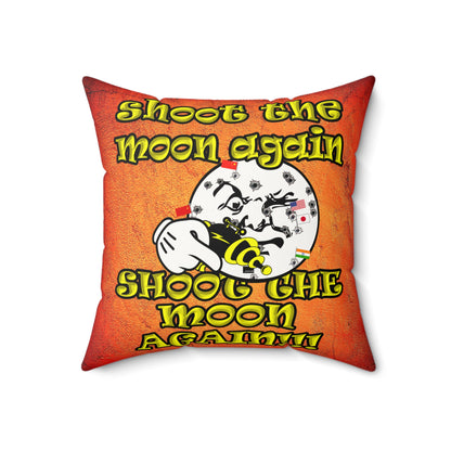 shoot the moon again - Faux Suede Square Pillow - (burnt orange)
