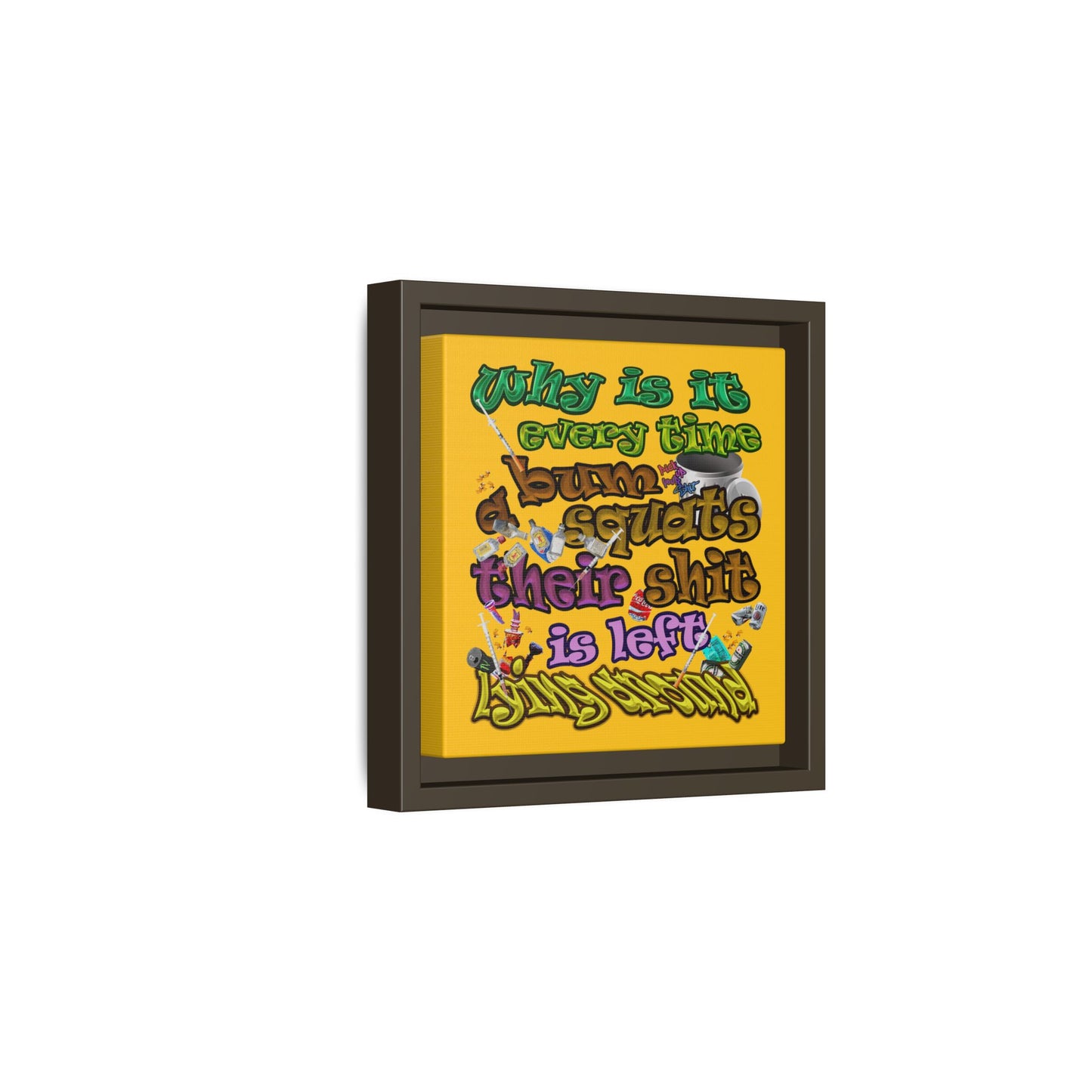 the bum's shit - framed canvas art (yellow)