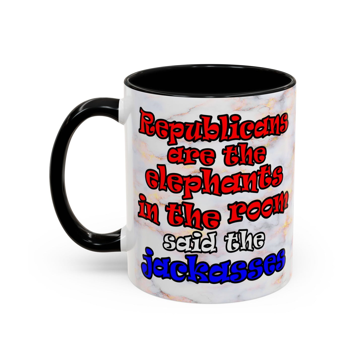 donkeys and elephants - Accent Mug (white marble)