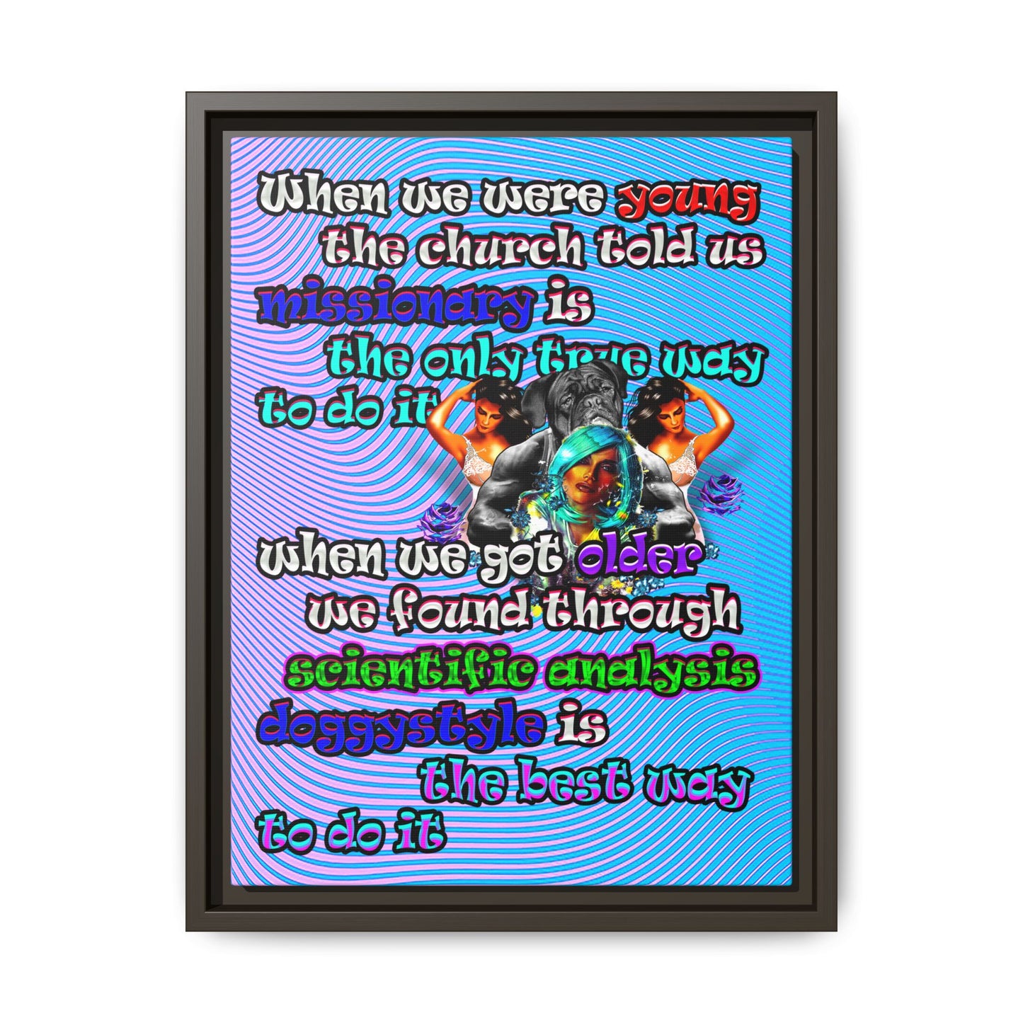 doggystyle - framed canvas art (light blue-purple wave)