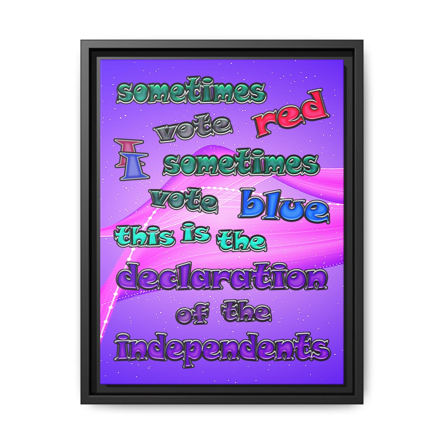 declaration of the independents - framed canvas art (purple-pink wave)