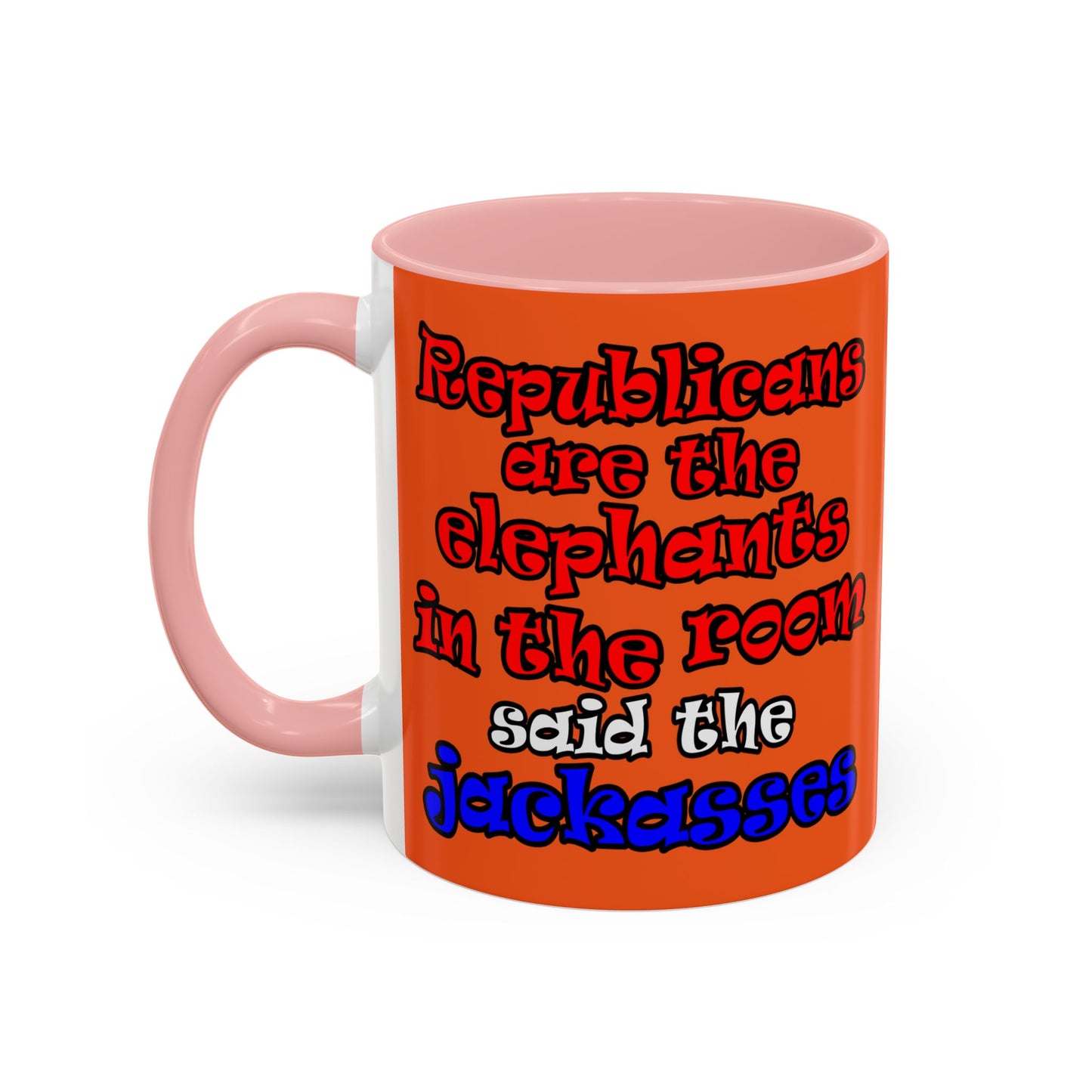 donkeys and elephants - Accent Mug (orange)