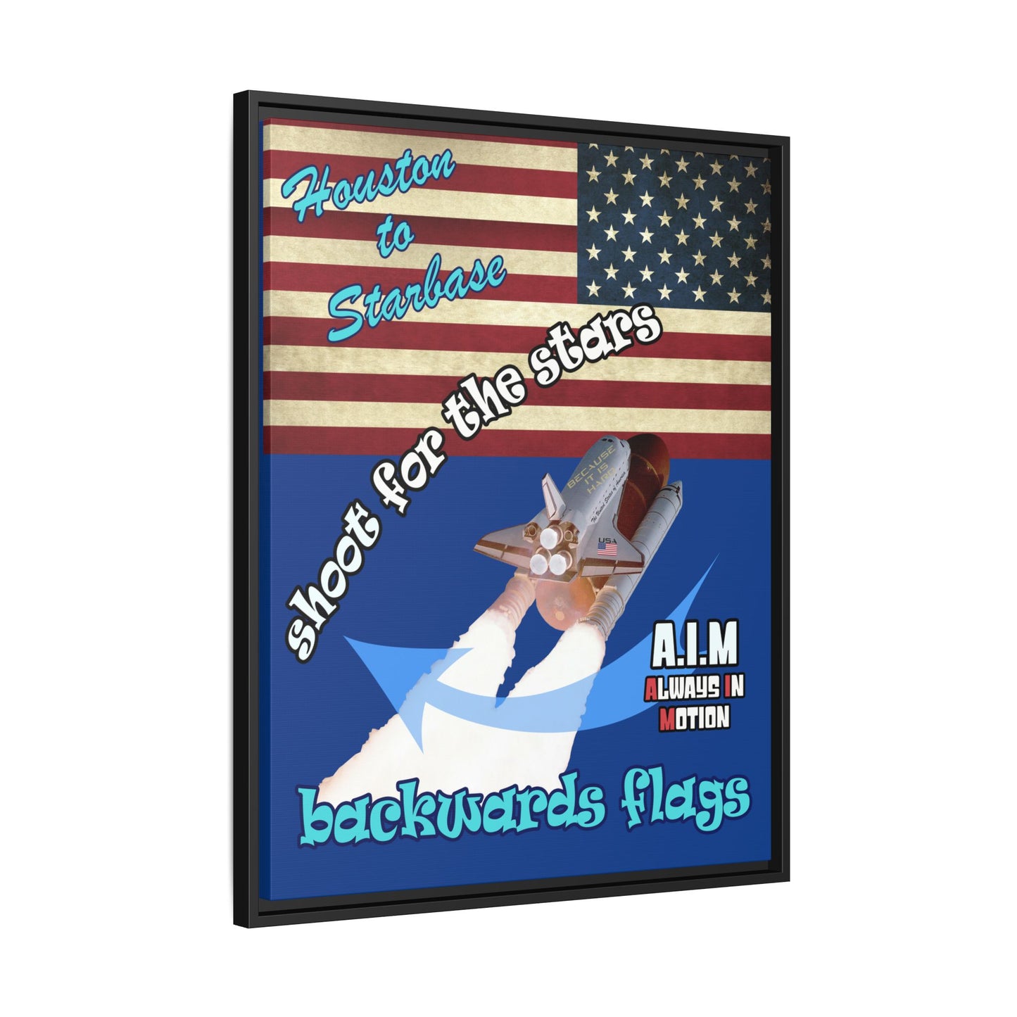 shoot for the stars - framed canvas art (dark blue)