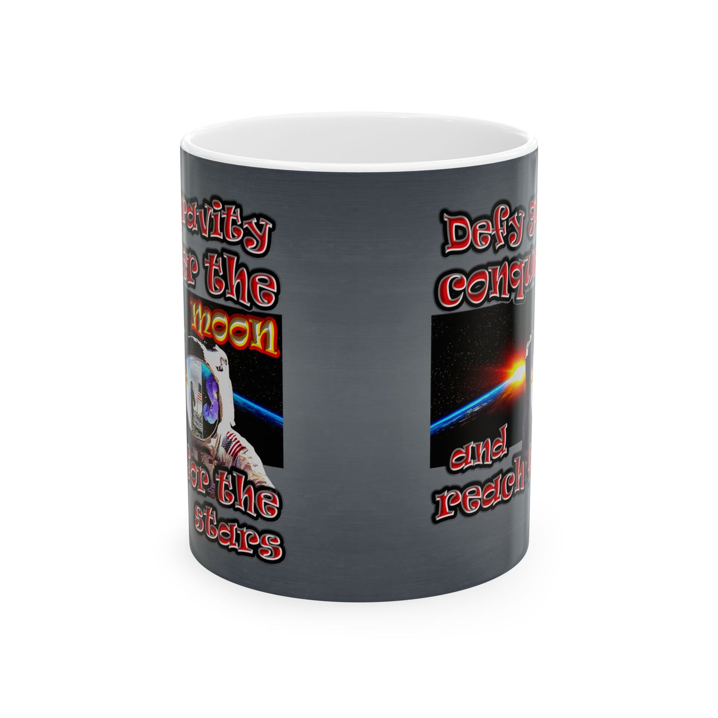 defy conquer reach - White Mug (grey-light grey)