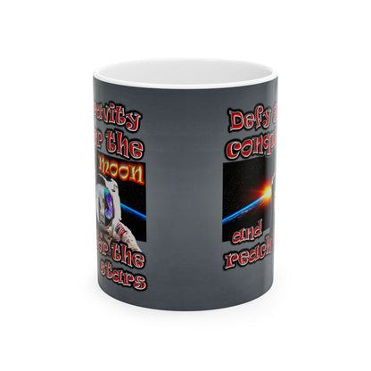 defy conquer reach - White Mug (grey-light grey)