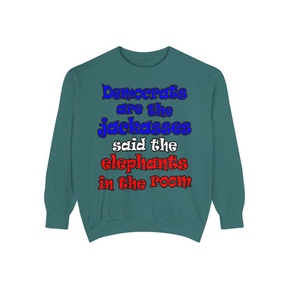 donkeys and elephants - Unisex Garment-Dyed Sweatshirt