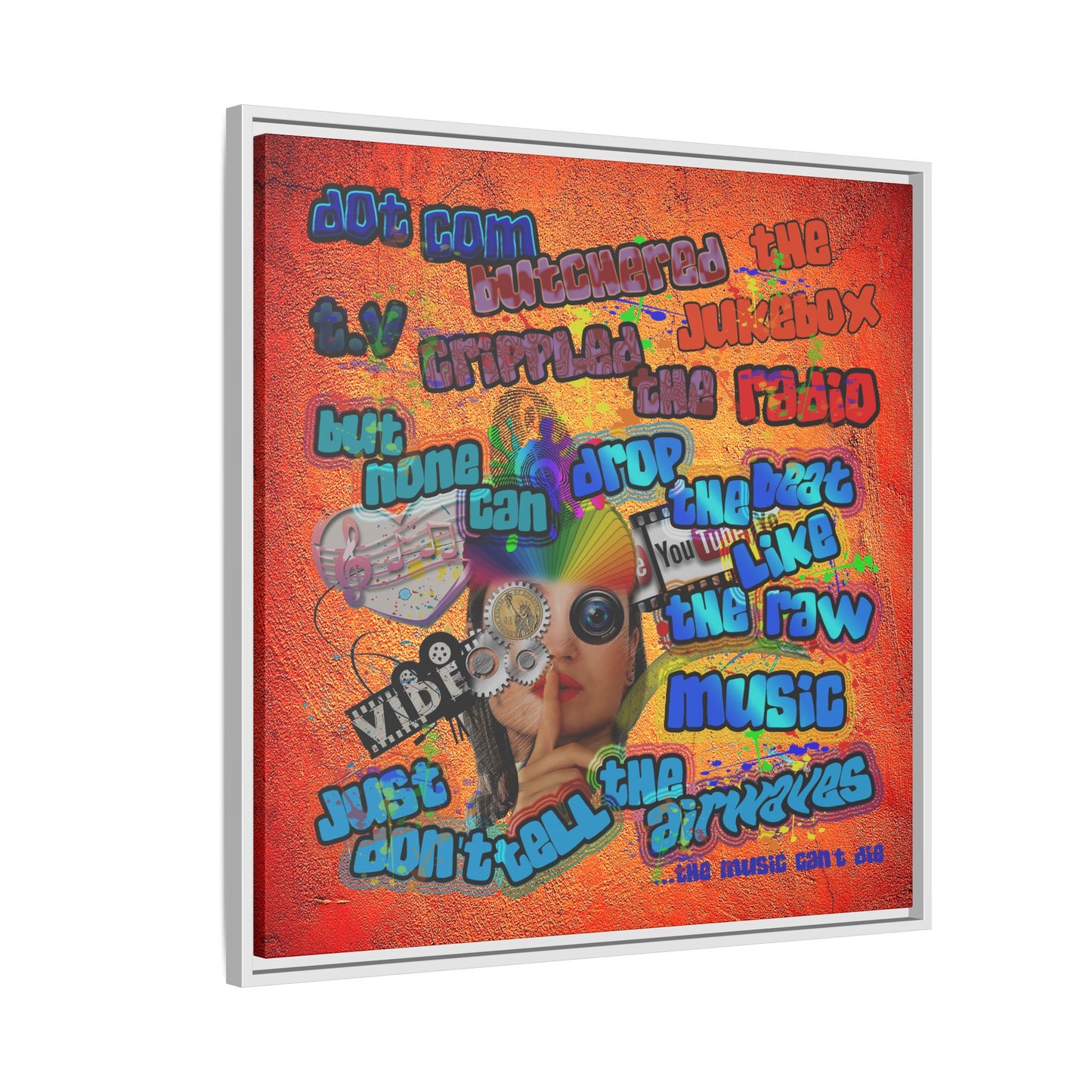 drop the beat - framed canvas art (burnt orange)