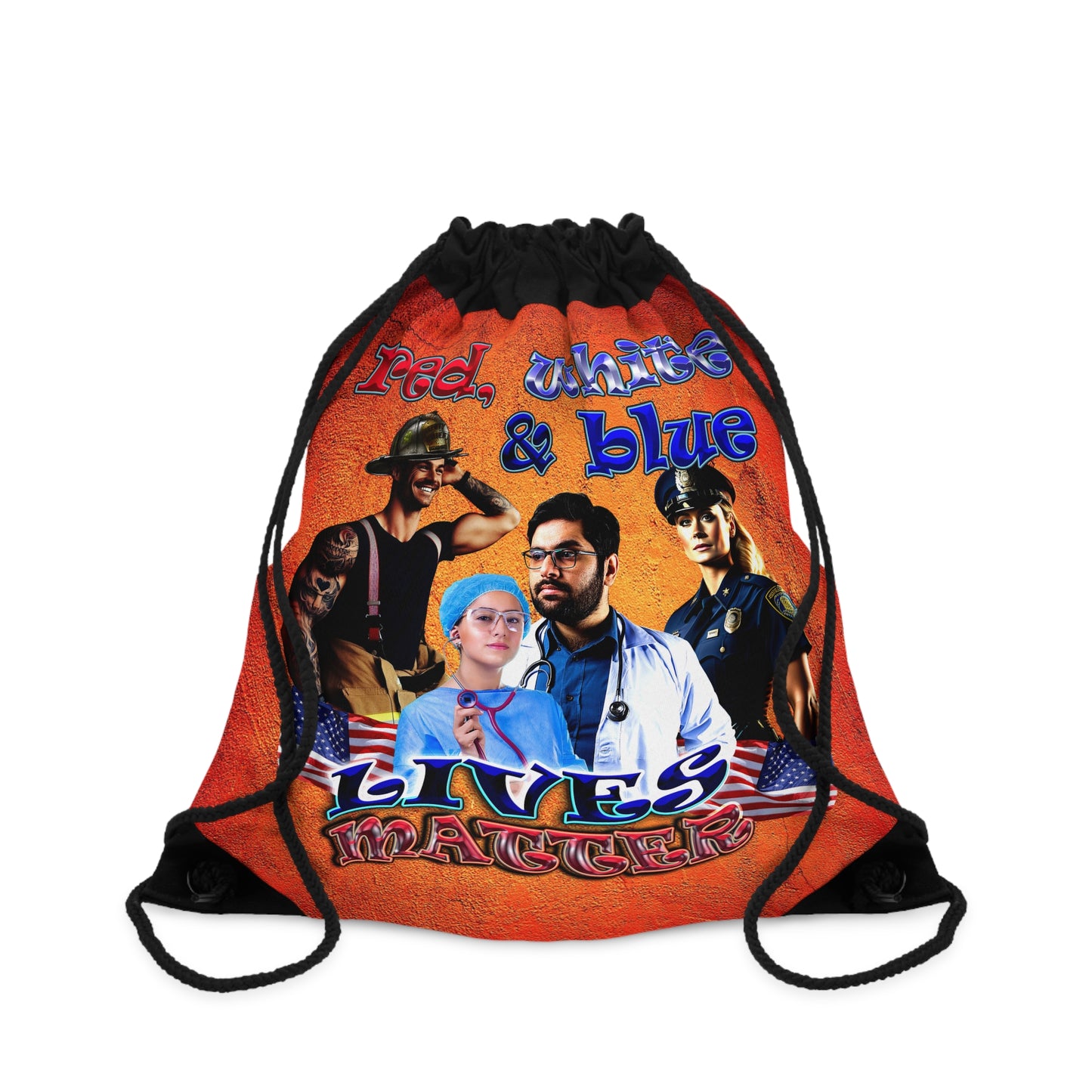 rw&b lives matter - Drawstring Bag (burnt orange)
