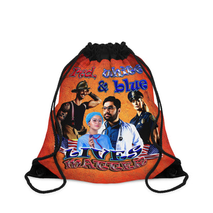 rw&b lives matter - Drawstring Bag (burnt orange)