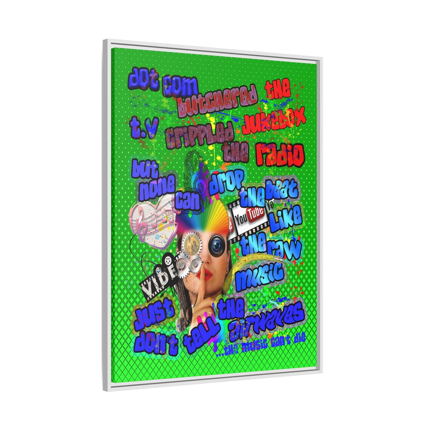 drop the beat - framed canvas art (logo green)
