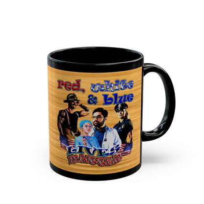 rw&b lives matter - Black Mug (butterscotch wood finish)