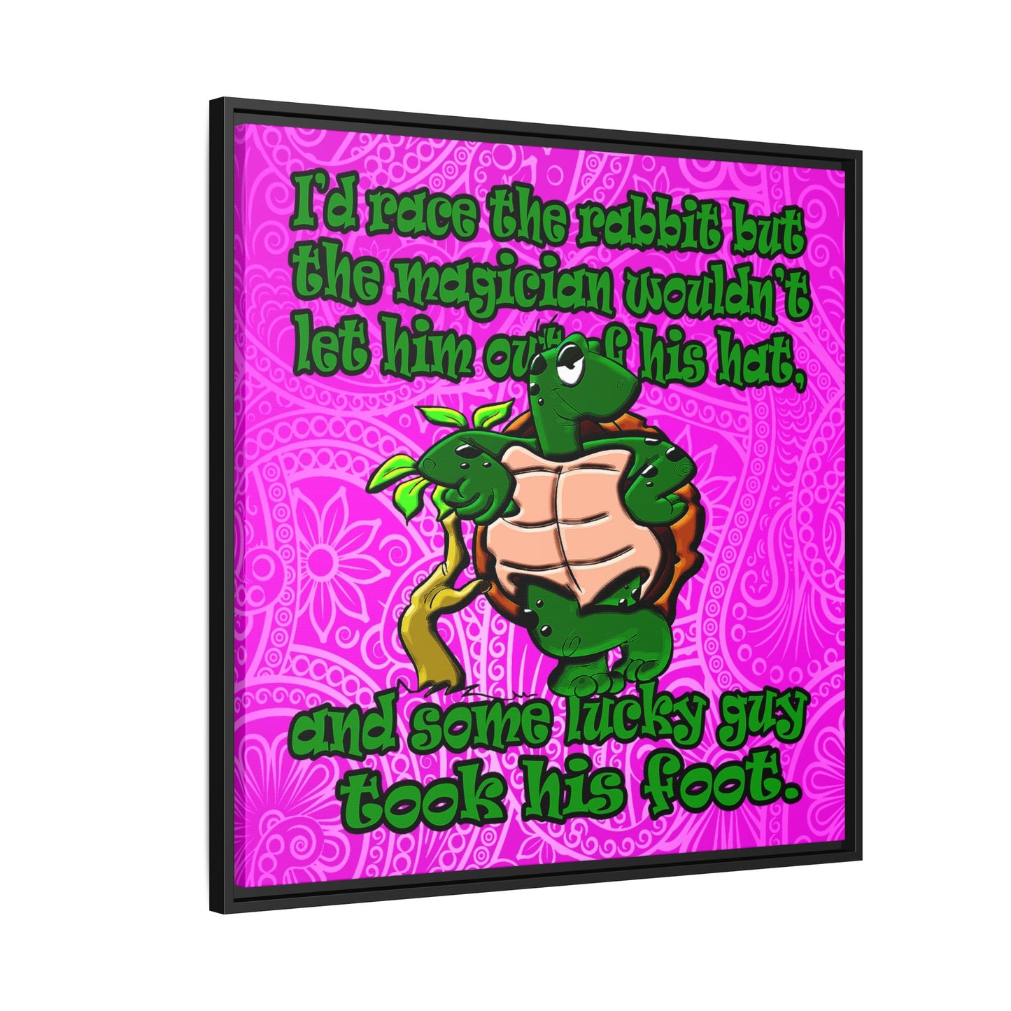 turtle race - framed canvas art (pink swirl)