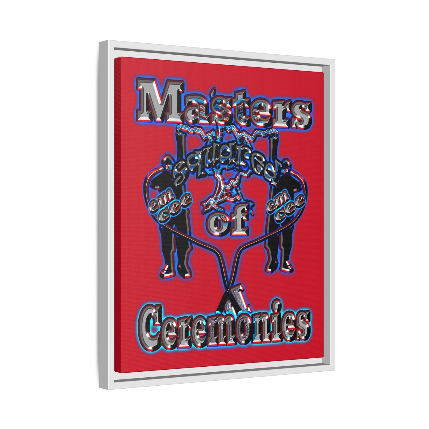 em cee squared - framed canvas art (dark red)