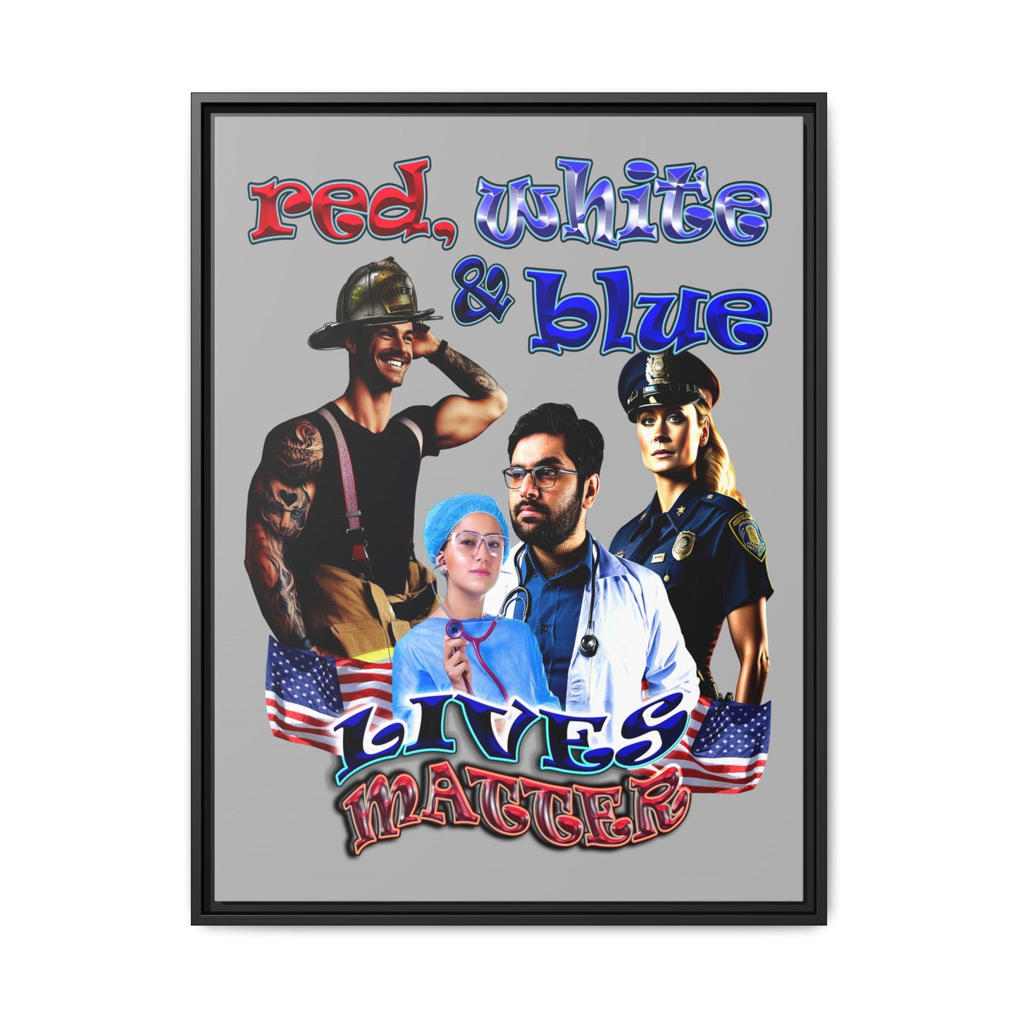 rw&b lives matter - framed canvas art (light grey)